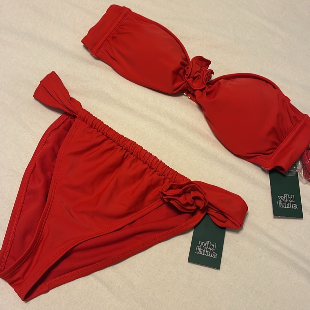 NWT - Wild Fable Red Strapless Bikini